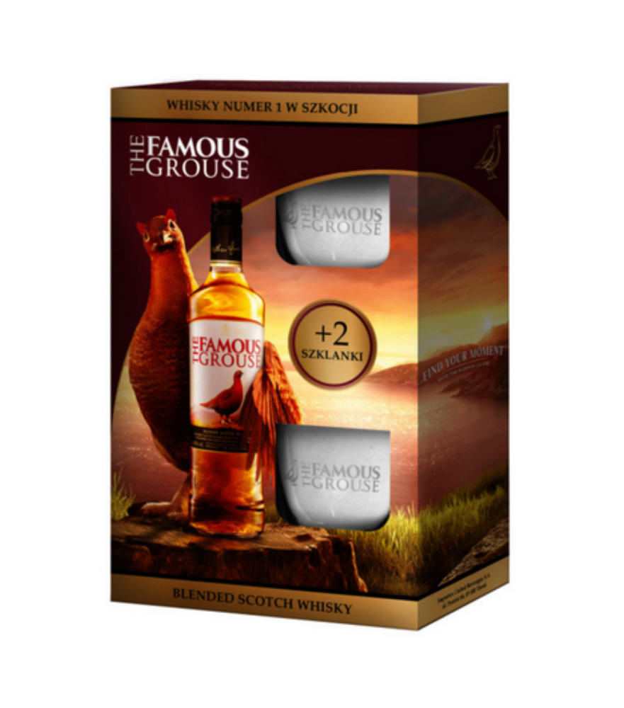 WHISKY Famous Grouse +2 szklanki