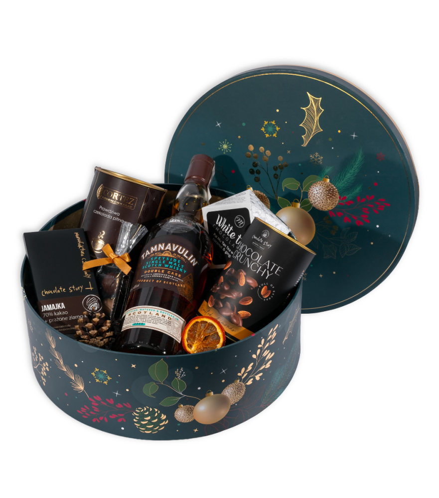 Zestaw Upominkowy Pudełko zielone okrągłe świąteczne