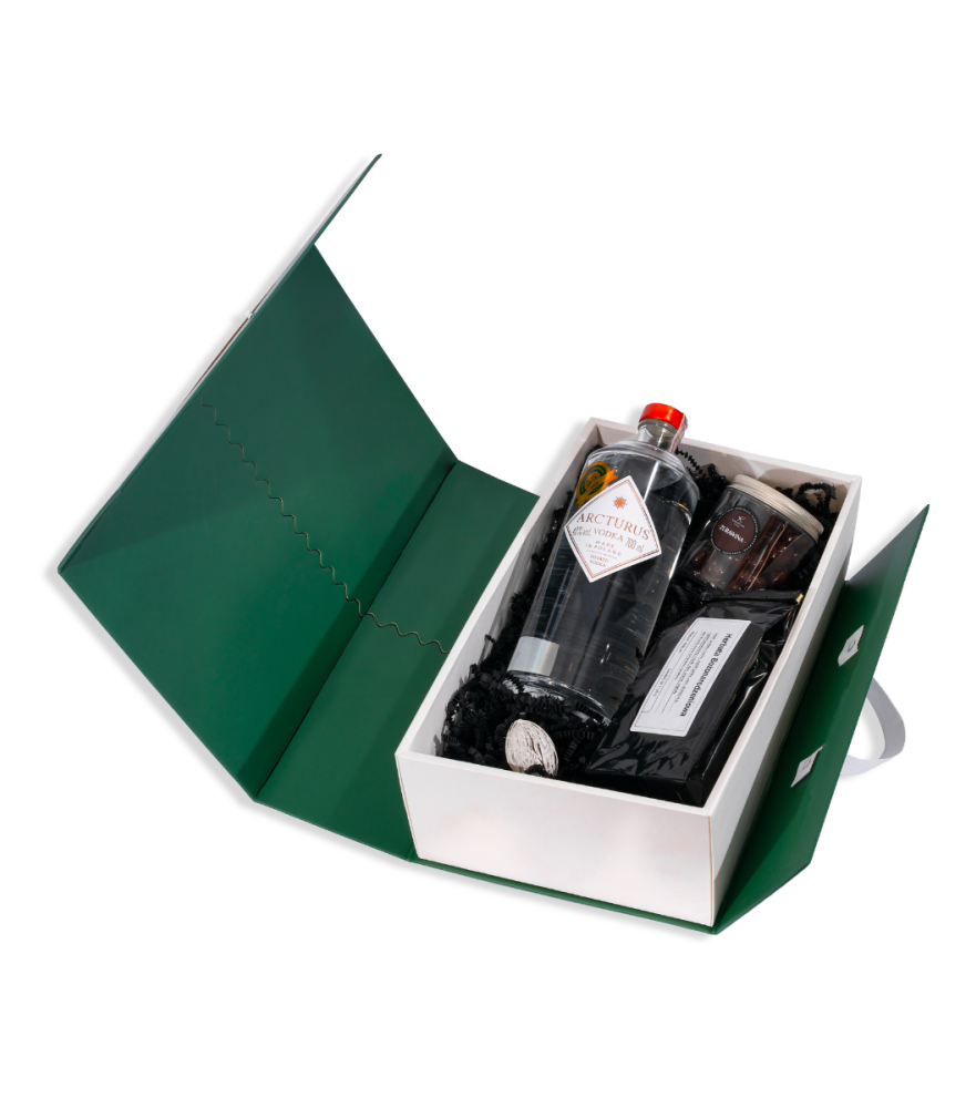 Zestaw Upominkowy – Rozkładane Pudełko Świąteczne z Zieloną Choinką