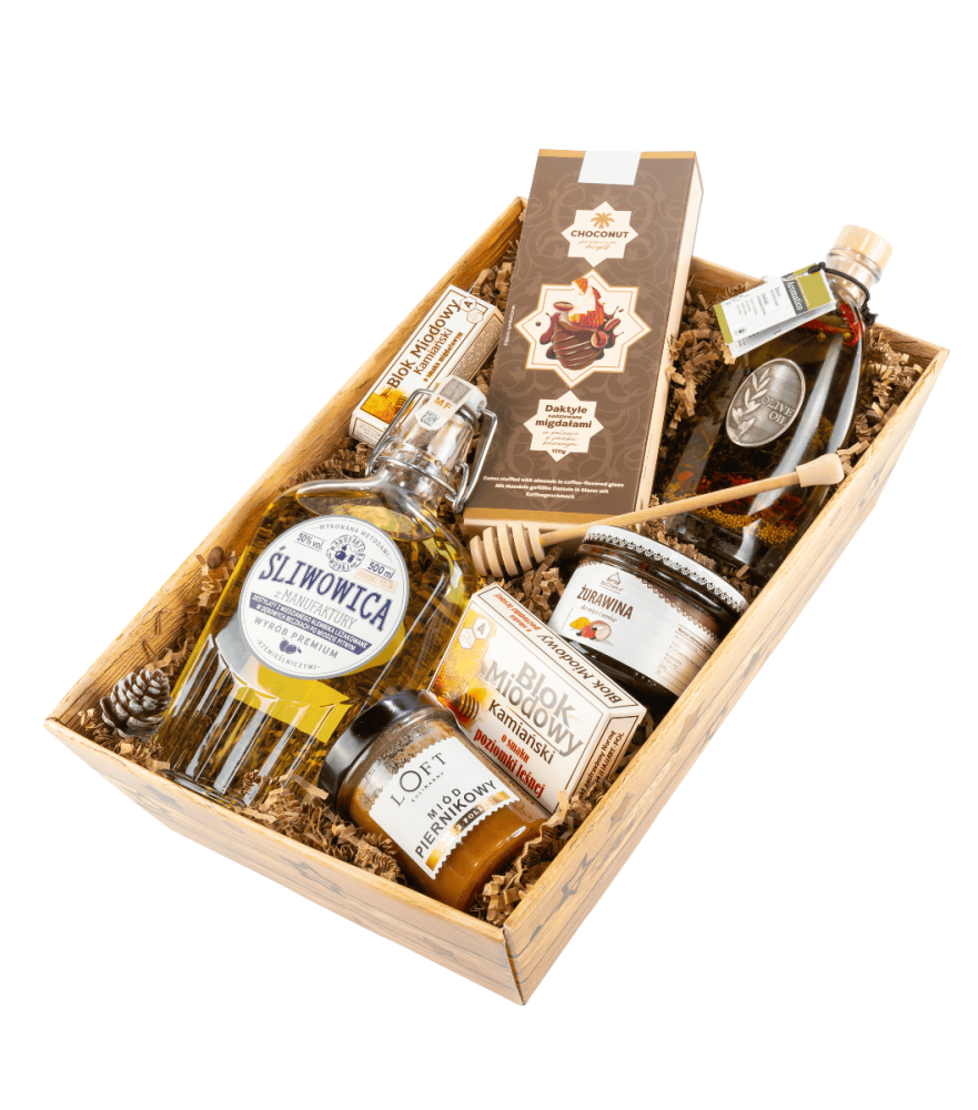 Śliwowica z Manufaktury 0,5l – elegancka taca prezentowa premium